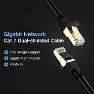 Мережевий кабель Ethernet патч-корд Ugreen Cat7 F/FTP 10Gb/s Lan Cable 15м (чорний) NW107, фото 7