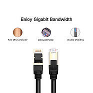 Мережевий кабель Ethernet патч-корд Ugreen Cat7 F/FTP 10Gb/s Lan Cable 15м (чорний) NW107, фото 9
