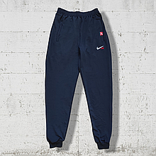 Мужские спортивные штаны 48 размер трикотажные с манжетами темно-синие