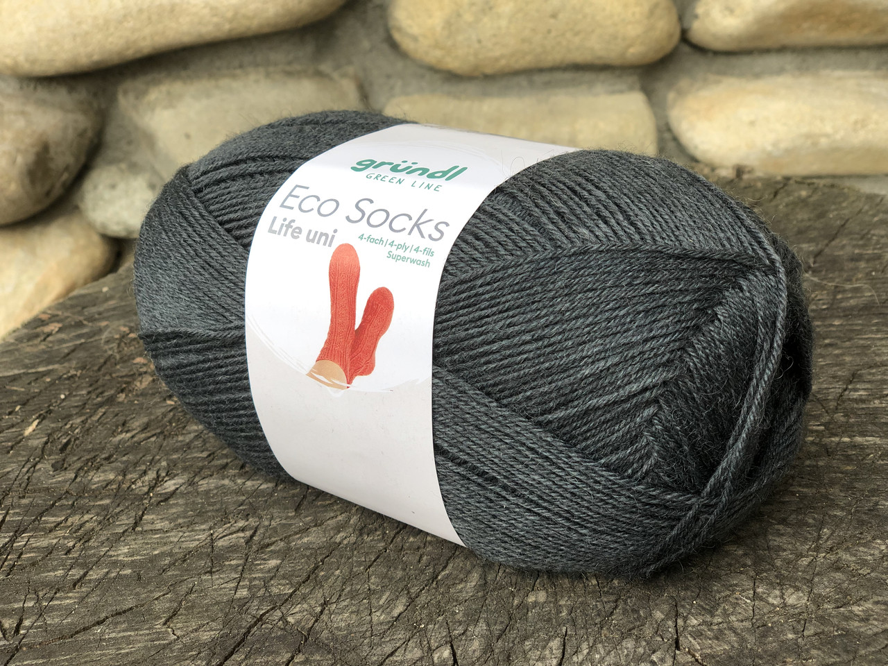 Носкова пряжа Gruendl Eco Socks Life Uni, 75% вовна 25% перероблений поліамід,420 м/100г