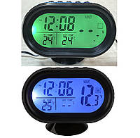 Годинник - термометр - вольтметр VST - 7009V (зел/оранж)