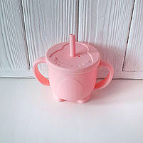 Поїльник-непроливайка з ручками силіконовий пінгвін 200 мл, фото 2