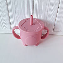 Поїльник-непроливайка з ручками силіконовий пінгвін 200 мл, фото 5