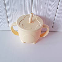 Поїльник-непроливайка з ручками силіконовий пінгвін 200 мл, фото 4