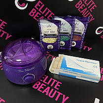 Набір для депіляції воскоплав (чорний) віск 300г, шпателі 100 шт, фото 3