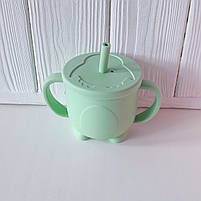 Поїльник-непроливайка з ручками силіконовий пінгвін 200 мл, фото 9