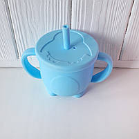 Поїльник-непроливайка з ручками силіконовий пінгвін 200 мл, фото 8