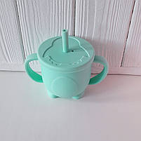 Поїльник-непроливайка з ручками силіконовий пінгвін 200 мл, фото 10