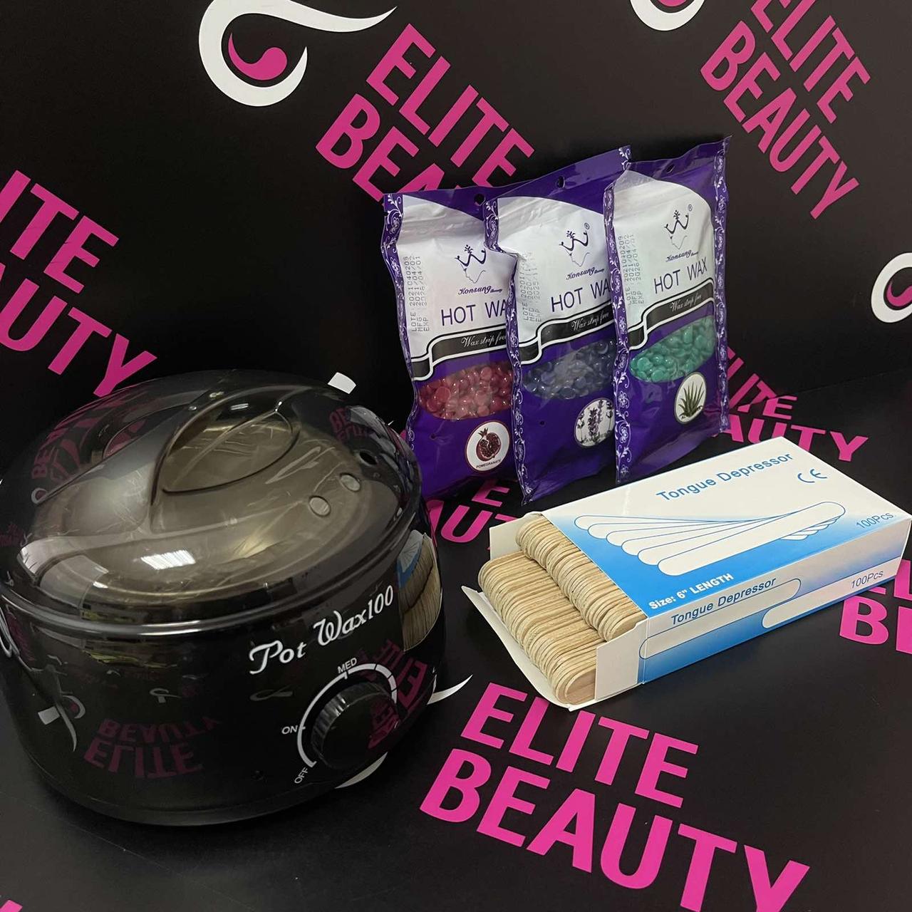 Набір для депіляції воскоплав (чорний) віск 300г, шпателі 100 шт