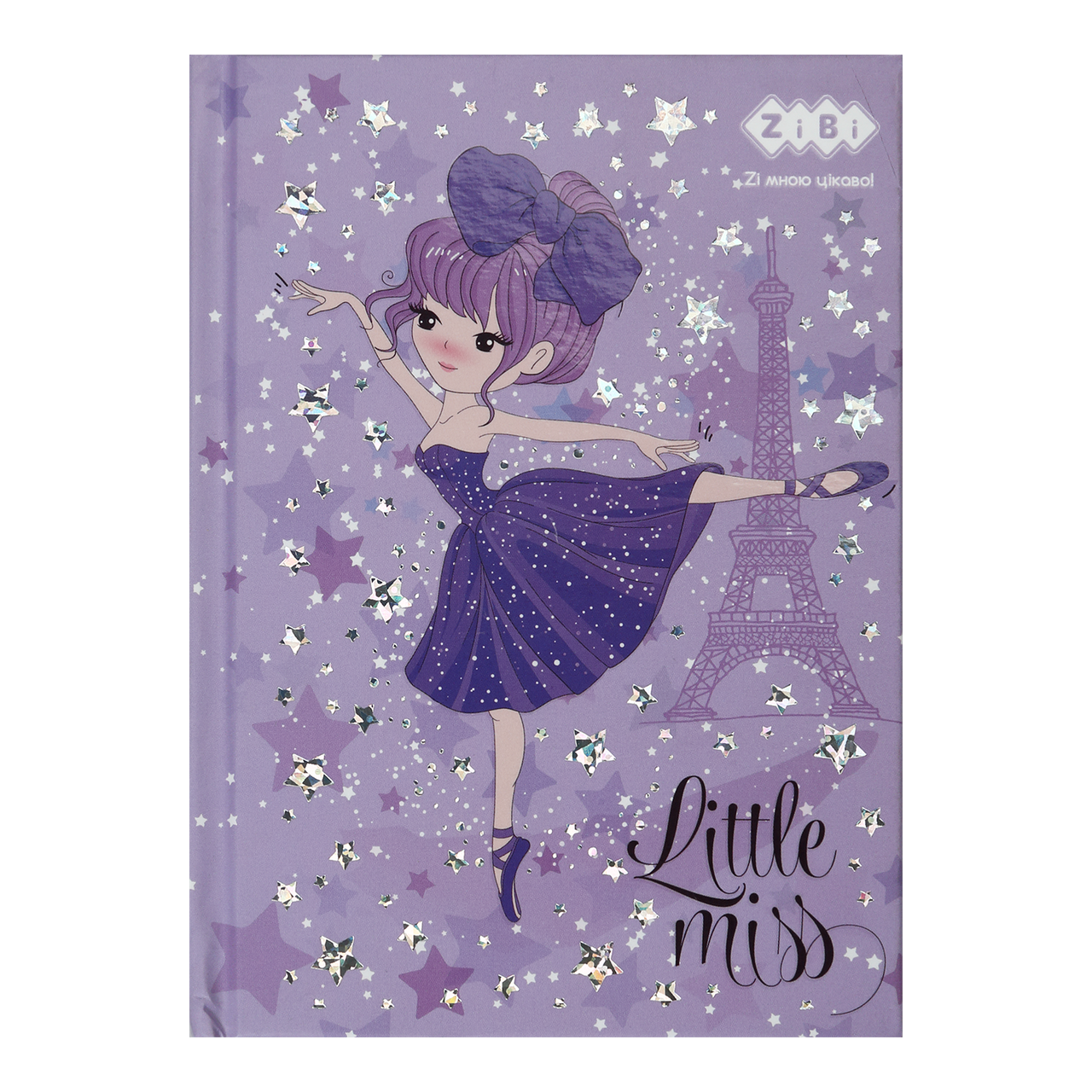 /Блокнот LITTLE MISS А6 64 л клітинка тв обв мат ламін + лак фольга фіолетовий KIDS Line