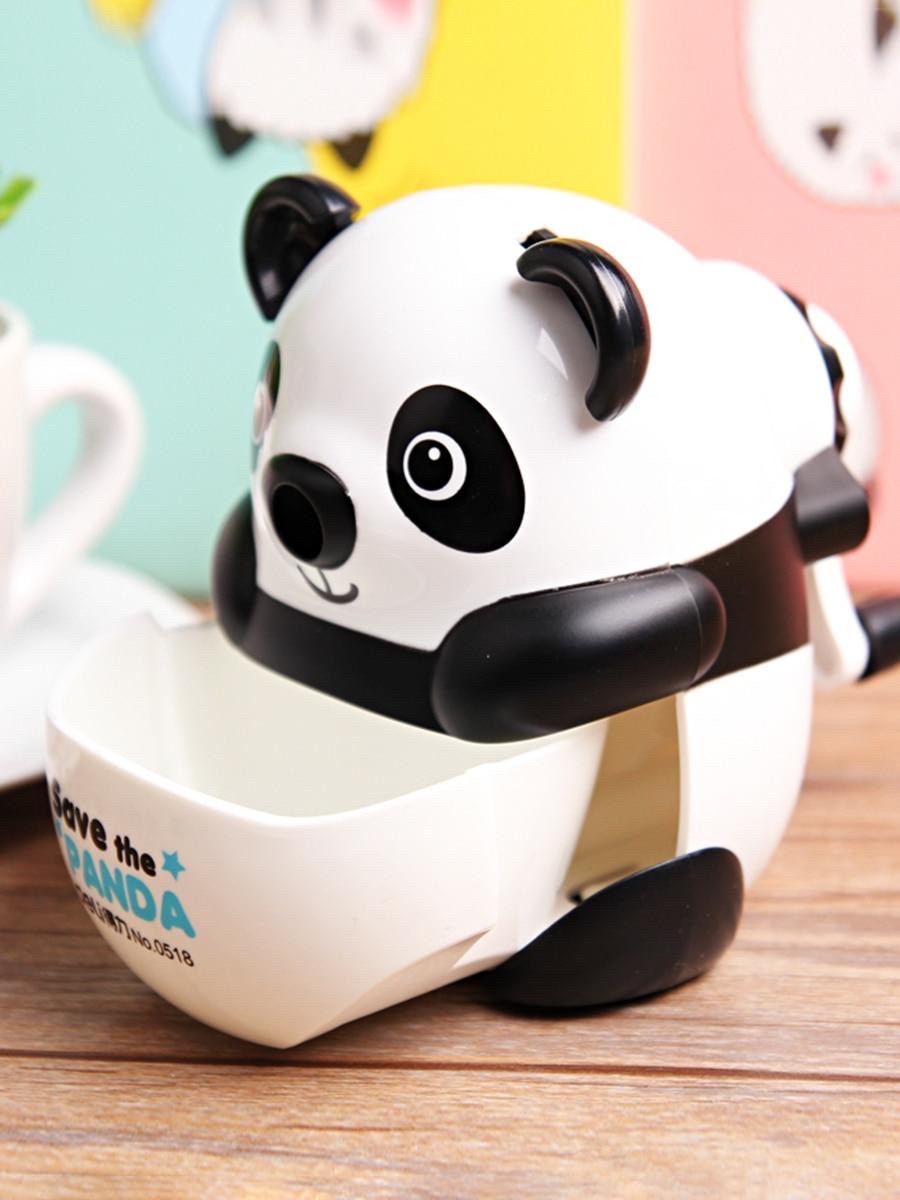 Чинка механічна Deli 0518 мікс пластик "Панда" з контейнером, Точилка дитяча