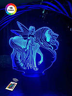 3D-нічник "Ельф і Єдиноріг" (ВВАЛИЧЕННЕ ЗОБРАЖЕННЯ) + пульт ДК + мережевий адаптер +батарейки (3ААА) 3DTOYSLAMP