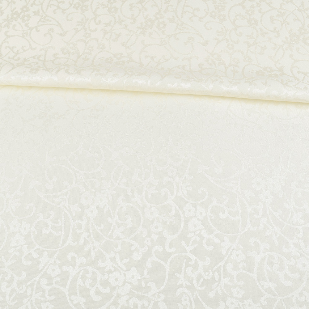 Жакард скатертинний квіти, гілки молочний, ш.320 (33114.040)