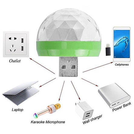 Міні диско куля USB LED 4 W small magic ball, фото 2