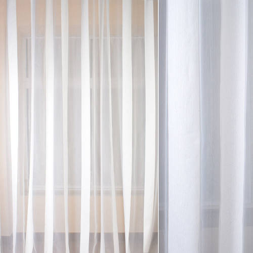 Органза тюль полосы широкие шенилловые, белая с утяжелителем, ш.300 ...