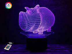 3D нічник "Дог Мох" (ВОЛІЧНЕ ЗОБРАЖЕННЯ) + пульт ДК + мережевий адаптер + батарейки (3ААА) 3DTOYSLAMP