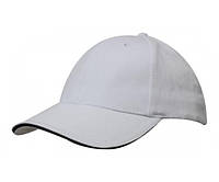 Бейсболка сендвич Brushed Cotton Cap with Trim Белый