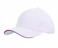 Бейсболка Brushed Cotton Cap with Trim Белый-Красный