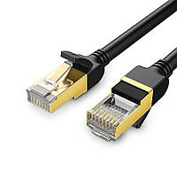 Короткий сетевой кабель Ethernet патч-корд Ugreen Cat7 F/FTP 10Gb Lan Cable 0.5м (черный) NW107