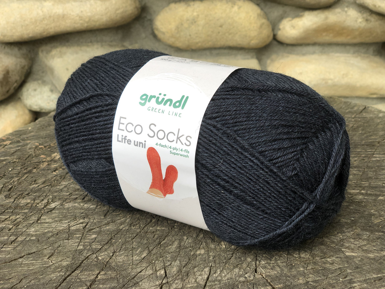 Носкова пряжа Gruendl Eco Socks Life Uni, 75% вовна 25% перероблений поліамід,420 м/100г, фото 1