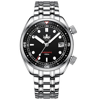 Чоловічі годинники PHOIBOS EAGLE RAY 200M Automatic Compressor Dive Watch PY029C Black&Silver