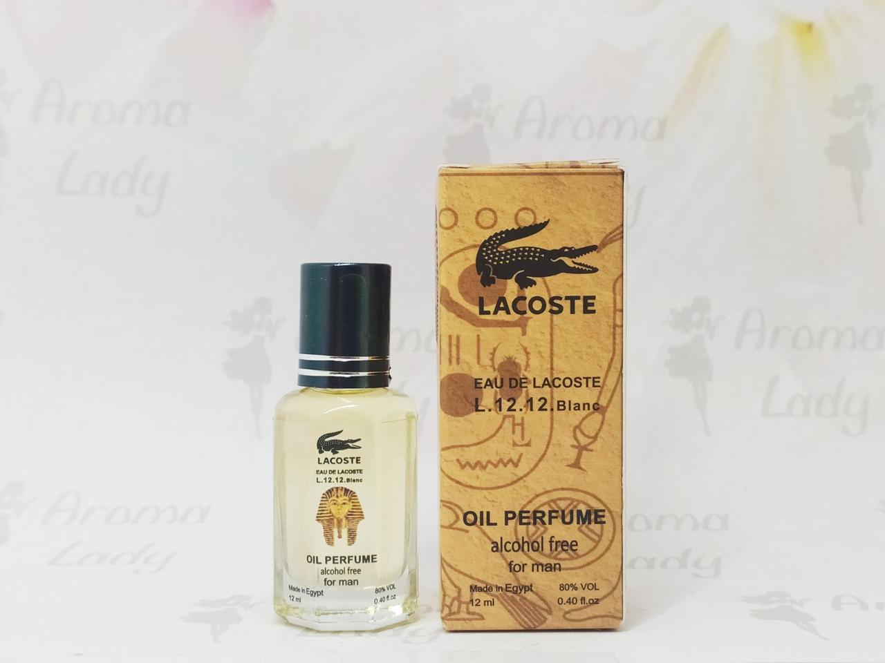 Оригінальні масляні духи чоловічі Eau De Lacoste L. 12.12 Blanc (Лакоста 12.12 Бланк) 12 мл