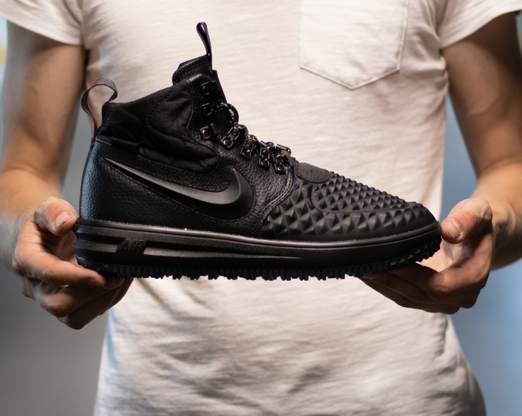 Кросівки чоловічі Nike Lunar Force 1 Duckboot Black 2017 Найк Лунар Форс 1 Дакбут Чорні