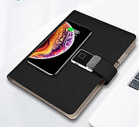 Блокнот с Touch ID отпечатком пальца Lockbook многоразового использования, беспроводной зарядкой и USB флешкой