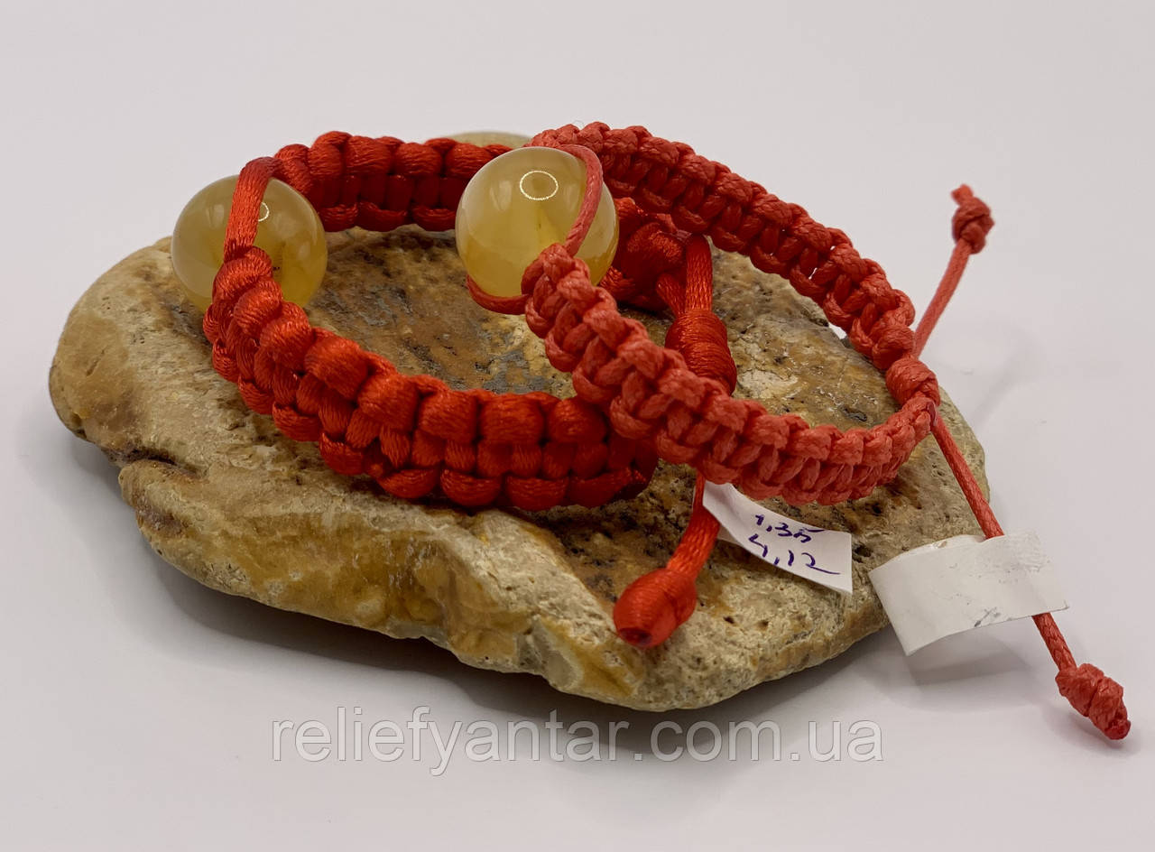 Браслет детский  красная нить  из янтарем,  браслет дитячий з бурштину з красною ниткою, фото 1