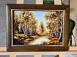 Картина пейзаж з бурштину Берізки біля води, Картина пейзаж з бурштина Берізки біля води, фото 2