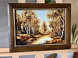 Картина пейзаж з бурштину Берізки біля води, Картина пейзаж з бурштина Берізки біля води, фото 4