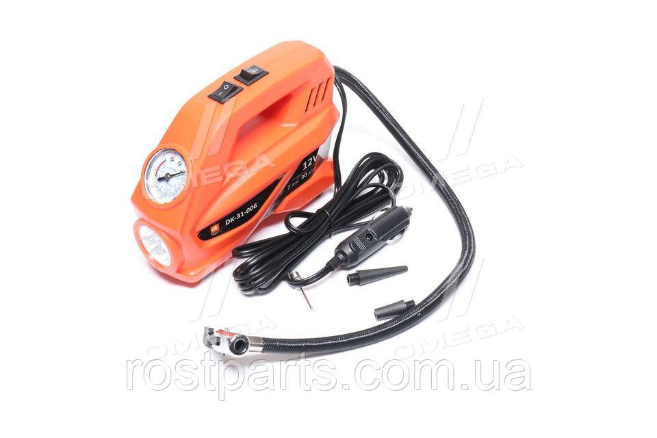 Компресор, 12V, 7Атм, 30л/хв, LED ліхтар, прикурювач, кабель