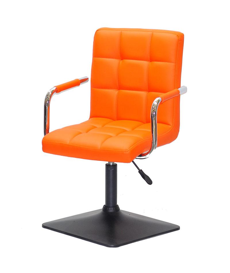 Крісло Augusto-Arm 4-BK-BASE жовтогарячий 1012 шкірозамінників, на чорній квадратній опорі, фото 1