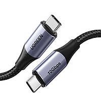 Кабель USB Type-C 3.1 Gen2 UGREEN 10Gb/s 4K60Hz 100W 5A QC4.0 Cable with Braided 1м (черный) US355