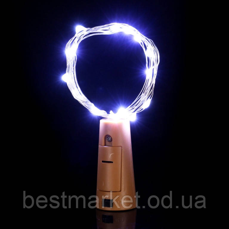 Світлодіодна Гірлянда Нитка на мідному дроті Крапля Роса 20 Led 2 м Холодний Білий на Батарейках, фото 1