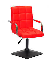 Крісло Augusto-Arm 4-BK-BASE червоний 1007 шкірозамінників, на чорній квадратній опорі, фото 2