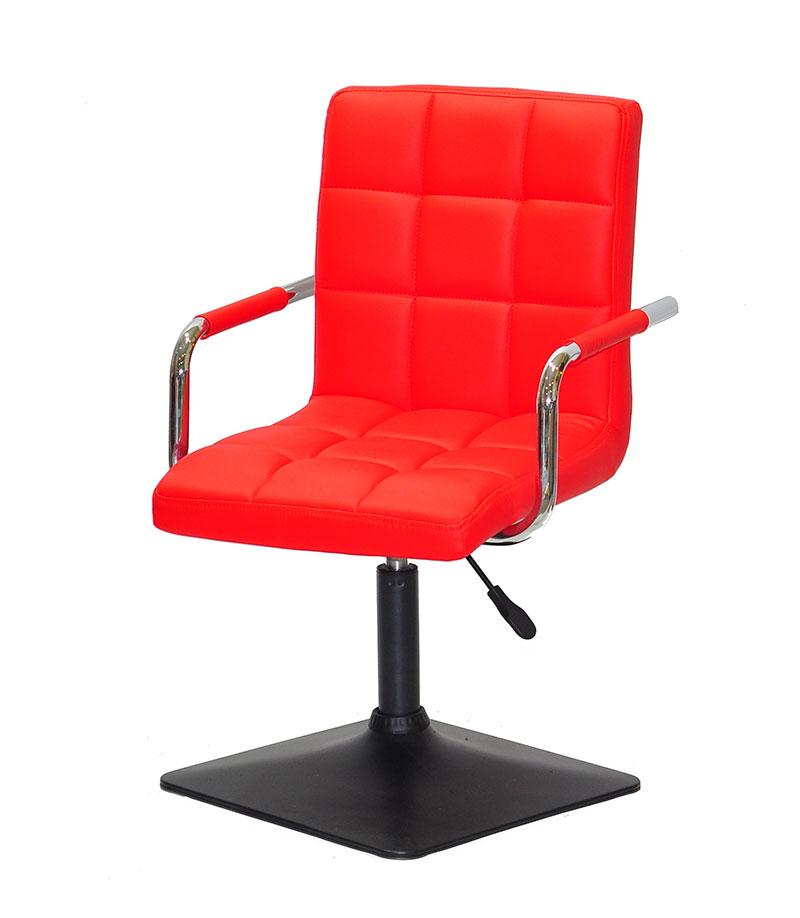 Крісло Augusto-Arm 4-BK-BASE червоний 1007 шкірозамінників, на чорній квадратній опорі, фото 1