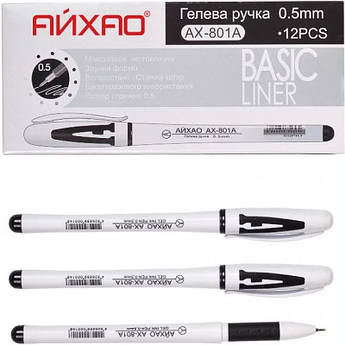 Ручка гелева чорна 0.5 мм, Aihao AH-801A