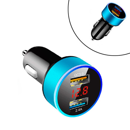 Автомобільний зарядний пристрій 2x USB 2.4А QC3.0 в прикурювач, фото 1