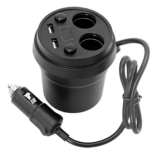Автомобільний зарядний Стакан 2xUSB 3.1А розгалужувач вольтметр в авто