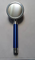 Лейка для душа ANGO алюминиевая, разборная с фильтром, цветная ручка синего цвета