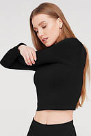 Топ с длинными рукавами Giulia Crop Top. S/M, чёрный (black)