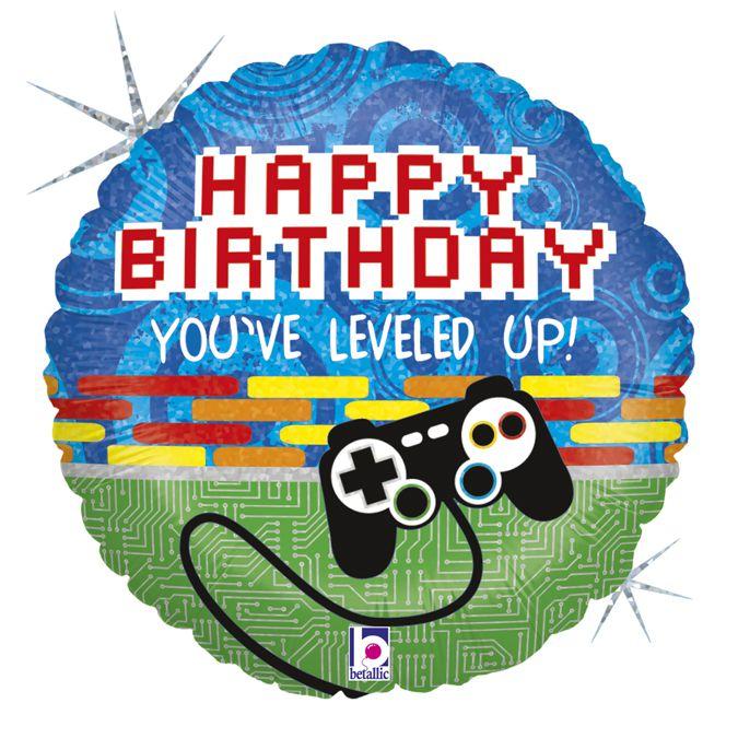 Фольгована куля з гелієм коло 45 см "Happy birthday"