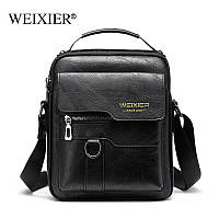 Стильна чоловіча ділова барсетка сумка через плече месенджер Weixier Polo з PU шкіри, 3 кольори чорний