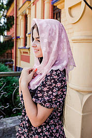 Хустка жіночий ніжний з шифону модний з текстурний візерунком однотонний колір рожевий 68*68 см