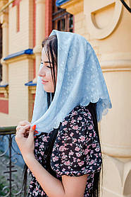 Хустка жіночий ніжний з шифону модний з текстурний візерунком однотонний колір блакитний 68*68 см