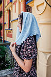 Хустка жіночий ніжний з шифону модний з текстурний візерунком однотонний колір блакитний 68*68 см, фото 2