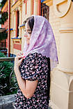 Хустка жіночий ніжний з шифону модний з текстурний візерунком однотонний колір бузковий 68*68 см, фото 2