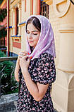 Хустка жіночий ніжний з шифону модний з текстурний візерунком однотонний колір бузковий 68*68 см, фото 3