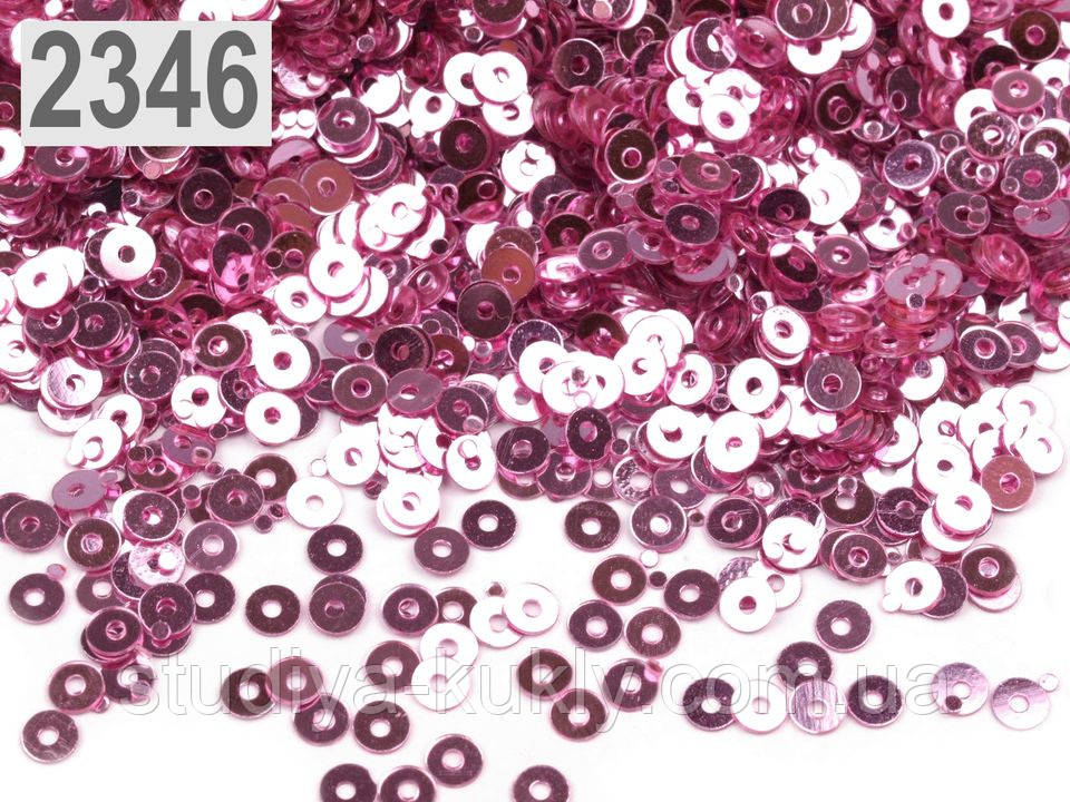 Паєтки 3 мм. Упаковка 25 грам. Рожевий., фото 1